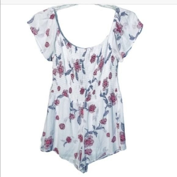 Kendall & Kylie White Floral Off Shoulder Romper Large - Picture 4 of 12